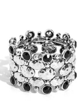 Paparazzi Hammered Headline Black Bracelet